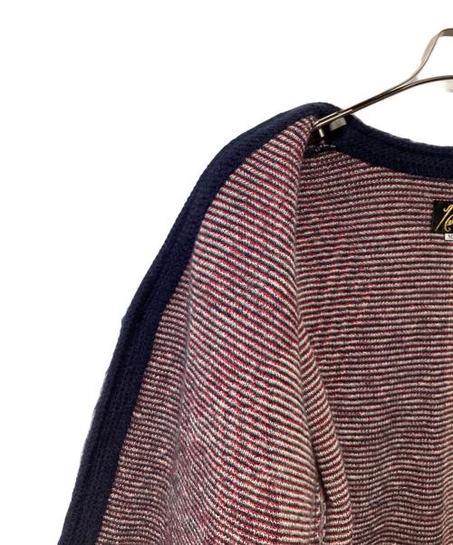 Needles（ニードルズ）Needles (ニードルズ) モヘヤパピヨンニットカーディガン グレー×ネイビー×レッド サイズ:Mの古着・服飾アイテム