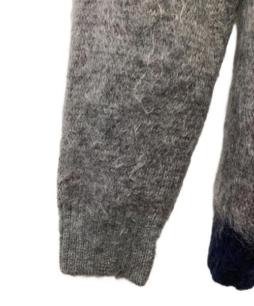 Needles（ニードルズ）Needles (ニードルズ) モヘヤパピヨンニットカーディガン グレー×ネイビー×レッド サイズ:Mの古着・服飾アイテム