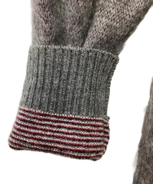 Needles（ニードルズ）Needles (ニードルズ) モヘヤパピヨンニットカーディガン グレー×ネイビー×レッド サイズ:Mの古着・服飾アイテム