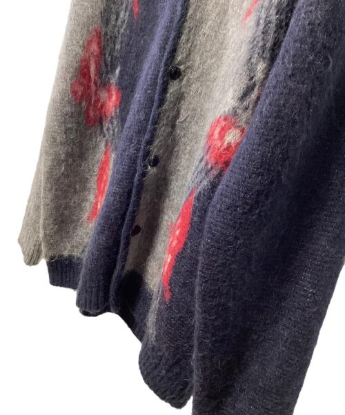 Needles（ニードルズ）Needles (ニードルズ) モヘヤパピヨンニットカーディガン グレー×ネイビー×レッド サイズ:Mの古着・服飾アイテム