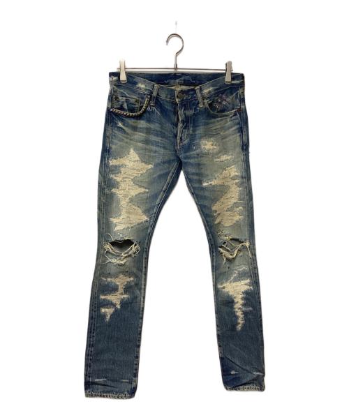 Thee Hysteric XXX（ジィ ヒステリックトリプルエックス）Thee Hysteric XXX (ジィ ヒステリックトリプルエックス) クラッシュジーンズ インディゴ サイズ:30の古着・服飾アイテム