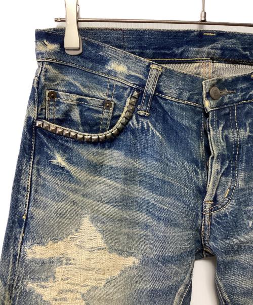 Thee Hysteric XXX（ジィ ヒステリックトリプルエックス）Thee Hysteric XXX (ジィ ヒステリックトリプルエックス) クラッシュジーンズ インディゴ サイズ:30の古着・服飾アイテム