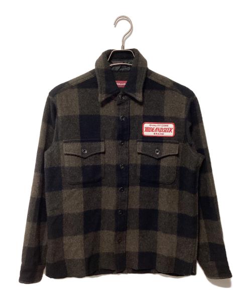 HIDE AND SEEK（ハイドアンドシーク）HIDE AND SEEK (ハイドアンドシーク) 長袖シャツ ブラウン×ブラック サイズ:Mの古着・服飾アイテム