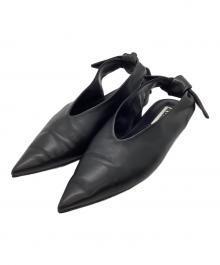 JIL SANDER（ジルサンダー）の古着「ポインテットトゥノットスリングバックバレエシューズ」｜ブラック