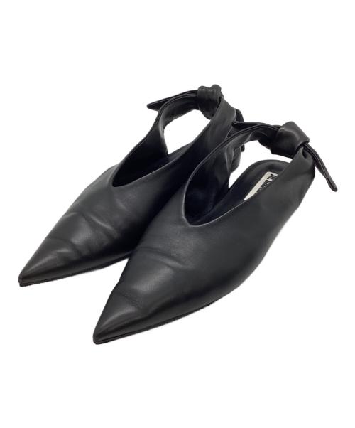 JIL SANDER（ジルサンダー）JIL SANDER (ジルサンダー) ポインテットトゥノットスリングバックバレエシューズ ブラック サイズ:35の古着・服飾アイテム