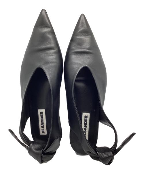 JIL SANDER（ジルサンダー）JIL SANDER (ジルサンダー) ポインテットトゥノットスリングバックバレエシューズ ブラック サイズ:35の古着・服飾アイテム