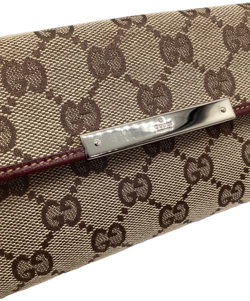 GUCCI（グッチ）GUCCI (グッチ) ロングウォレット ベージュ×レッドの古着・服飾アイテム