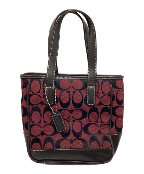 COACH（コーチ）COACH (コーチ) ハンドバッグ レッド×ブラウンの古着・服飾アイテム
