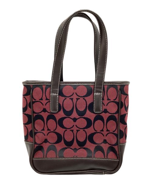 COACH（コーチ）COACH (コーチ) ハンドバッグ レッド×ブラウンの古着・服飾アイテム