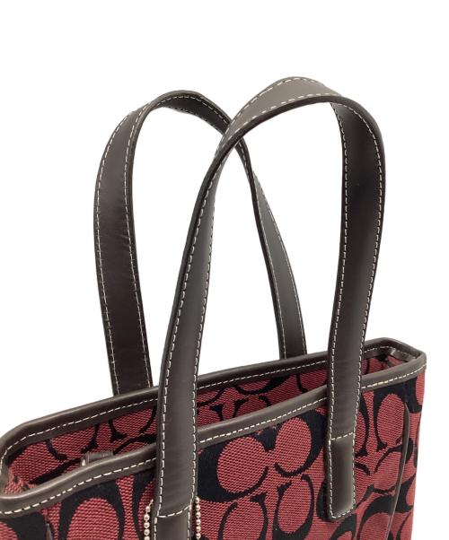 COACH（コーチ）COACH (コーチ) ハンドバッグ レッド×ブラウンの古着・服飾アイテム