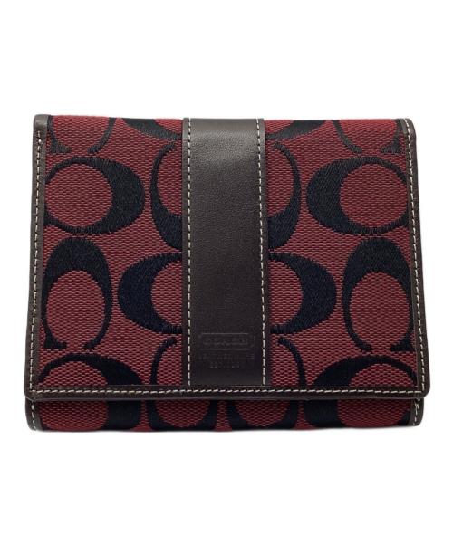 COACH（コーチ）COACH (コーチ) 2つ折り財布 レッド×ブラウンの古着・服飾アイテム