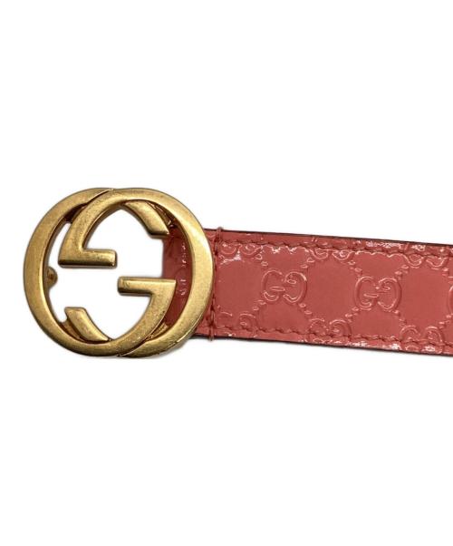 GUCCI（グッチ）GUCCI (グッチ) ベルト ピンク×ゴールドの古着・服飾アイテム