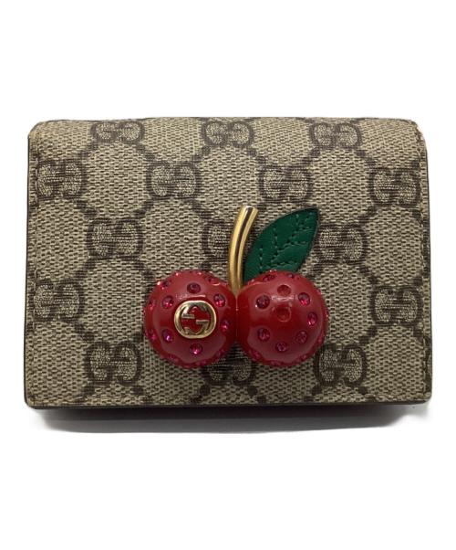 GUCCI（グッチ）GUCCI (グッチ) チェリーコンパクトウォレット レッドの古着・服飾アイテム