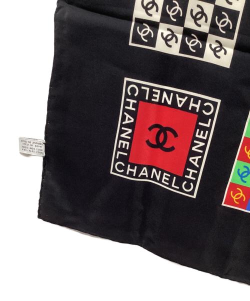 CHANEL（シャネル）CHANEL (シャネル) 大判シルクスカーフ ブラックの古着・服飾アイテム