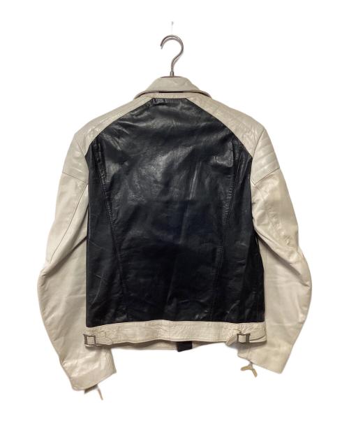 NEIGHBORHOOD（ネイバーフッド）NEIGHBORHOOD (ネイバーフッド) ダブルライダースジャケット ベージュ×ブラック サイズ:MEDIUMの古着・服飾アイテム
