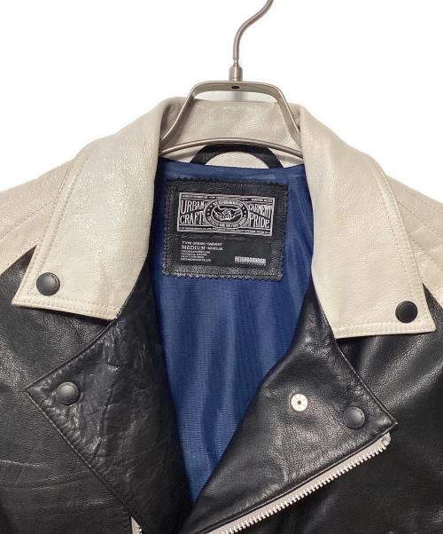 NEIGHBORHOOD（ネイバーフッド）NEIGHBORHOOD (ネイバーフッド) ダブルライダースジャケット ベージュ×ブラック サイズ:MEDIUMの古着・服飾アイテム