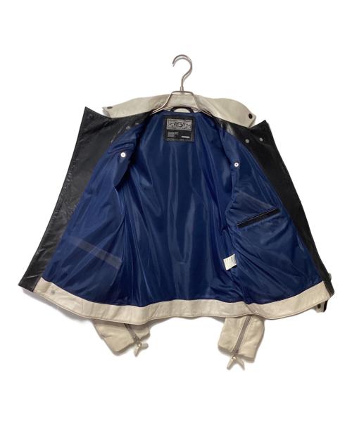 NEIGHBORHOOD（ネイバーフッド）NEIGHBORHOOD (ネイバーフッド) ダブルライダースジャケット ベージュ×ブラック サイズ:MEDIUMの古着・服飾アイテム