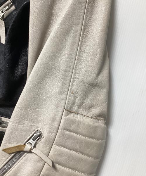 NEIGHBORHOOD（ネイバーフッド）NEIGHBORHOOD (ネイバーフッド) ダブルライダースジャケット ベージュ×ブラック サイズ:MEDIUMの古着・服飾アイテム