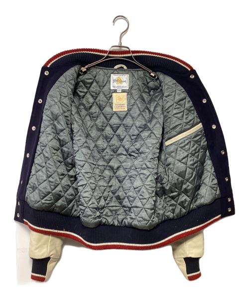 GB sport（ゴールデンベアスポーツ）GB sport (ゴールデンベアスポーツ) レザースリーブスタジャン ネイビー×アイボリー サイズ:Mの古着・服飾アイテム