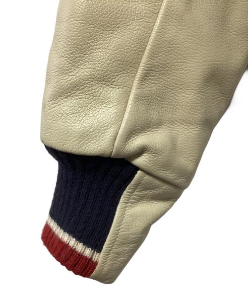 GB sport（ゴールデンベアスポーツ）GB sport (ゴールデンベアスポーツ) レザースリーブスタジャン ネイビー×アイボリー サイズ:Mの古着・服飾アイテム