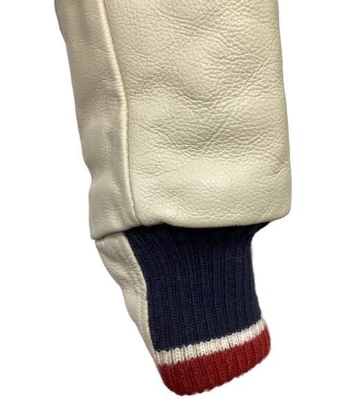 GB sport（ゴールデンベアスポーツ）GB sport (ゴールデンベアスポーツ) レザースリーブスタジャン ネイビー×アイボリー サイズ:Mの古着・服飾アイテム