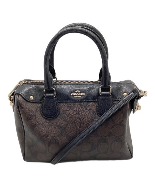COACH（コーチ）COACH (コーチ) 2WAYバッグ ブラウン×ブラックの古着・服飾アイテム