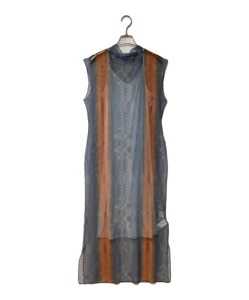 Ameri VINTAGE（アメリヴィンテージ）Ameri VINTAGE (アメリヴィンテージ) ノースリーブ・キャミソールワンピース グレー×オレンジ サイズ:Sの古着・服飾アイテム