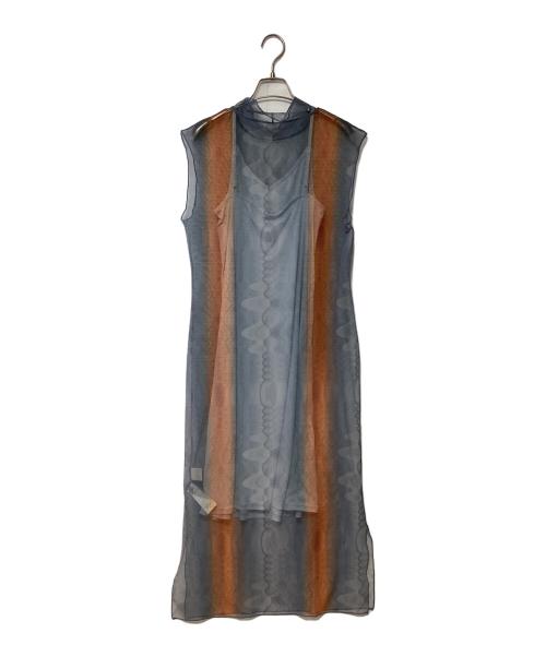 Ameri VINTAGE（アメリヴィンテージ）Ameri VINTAGE (アメリヴィンテージ) ノースリーブ・キャミソールワンピース グレー×オレンジ サイズ:Sの古着・服飾アイテム