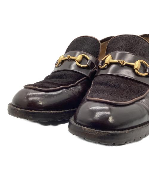 GUCCI（グッチ）GUCCI (グッチ) ハラコビットローファー ブラウン サイズ:6Bの古着・服飾アイテム