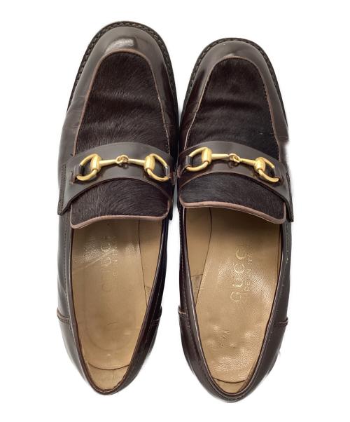 GUCCI（グッチ）GUCCI (グッチ) ハラコビットローファー ブラウン サイズ:6Bの古着・服飾アイテム
