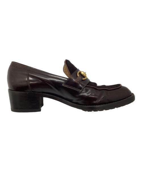 GUCCI（グッチ）GUCCI (グッチ) ハラコビットローファー ブラウン サイズ:6Bの古着・服飾アイテム