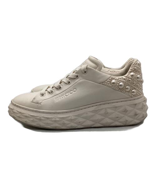 JIMMY CHOO（ジミーチュウ）JIMMY CHOO (ジミーチュウ) ローカットスニーカー ベージュ サイズ:35の古着・服飾アイテム