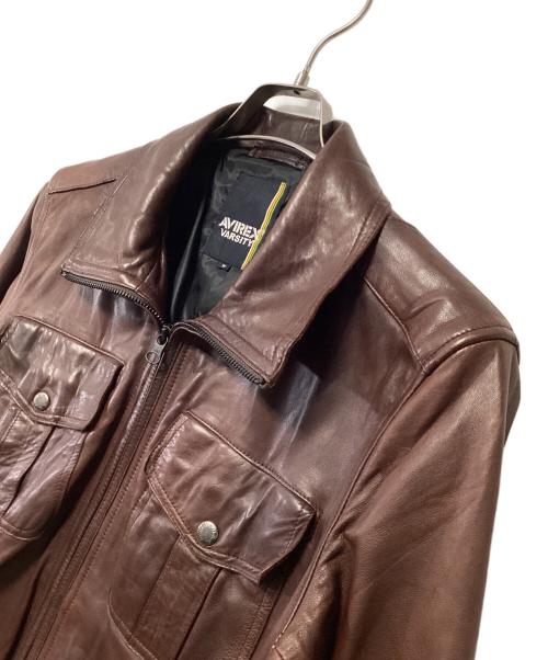 AVIREX（アヴィレックス）AVIREX (アヴィレックス) レザージャケット ブラウン サイズ:Mの古着・服飾アイテム
