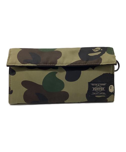 PORTER（ポーター）PORTER (ポーター) A BATHING APE (アベイシングエイプ) 長財布 カーキの古着・服飾アイテム