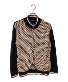 BURBERRY BLACK LABEL（バーバリーブラックレーベル）の古着「ニットジャケット」｜ブラック×ベージュ