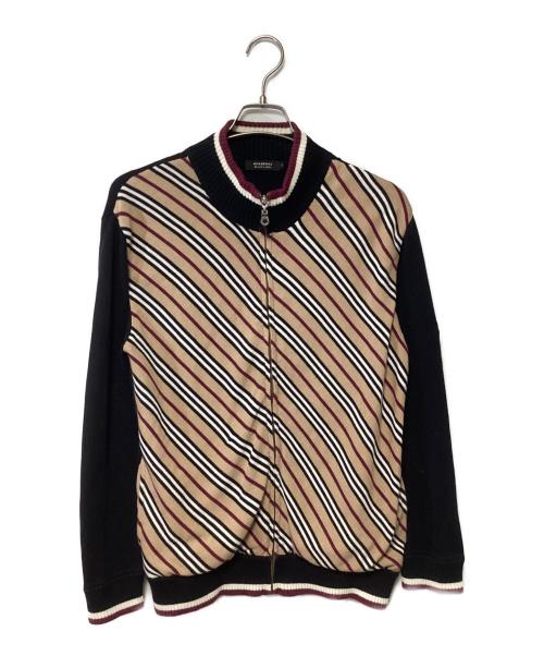 BURBERRY BLACK LABEL（バーバリーブラックレーベル）BURBERRY BLACK LABEL (バーバリーブラックレーベル) ニットジャケット ブラック×ベージュ サイズ:3の古着・服飾アイテム