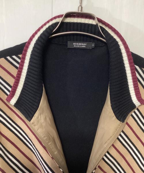 BURBERRY BLACK LABEL（バーバリーブラックレーベル）BURBERRY BLACK LABEL (バーバリーブラックレーベル) ニットジャケット ブラック×ベージュ サイズ:3の古着・服飾アイテム
