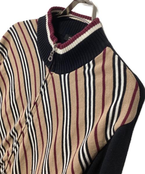 BURBERRY BLACK LABEL（バーバリーブラックレーベル）BURBERRY BLACK LABEL (バーバリーブラックレーベル) ニットジャケット ブラック×ベージュ サイズ:3の古着・服飾アイテム