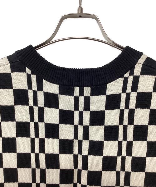 FRED PERRY（フレッドペリー）FRED PERRY (フレッドペリー) チェッカーボードニットベスト ブラック×ホワイト サイズ:Lの古着・服飾アイテム