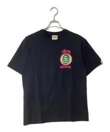 stussy×BAPE BY A BATHING APE（ステューシー×ベイプバイアベイシングエイプ）の古着「半袖カットソー」｜ブラック