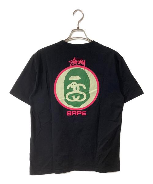 stussy（ステューシー）stussy (ステューシー) BAPE BY A BATHING APE (ベイプバイアベイシングエイプ) 半袖カットソー ブラック サイズ:Lの古着・服飾アイテム
