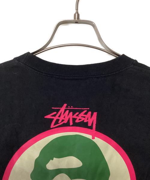 stussy（ステューシー）stussy (ステューシー) BAPE BY A BATHING APE (ベイプバイアベイシングエイプ) 半袖カットソー ブラック サイズ:Lの古着・服飾アイテム