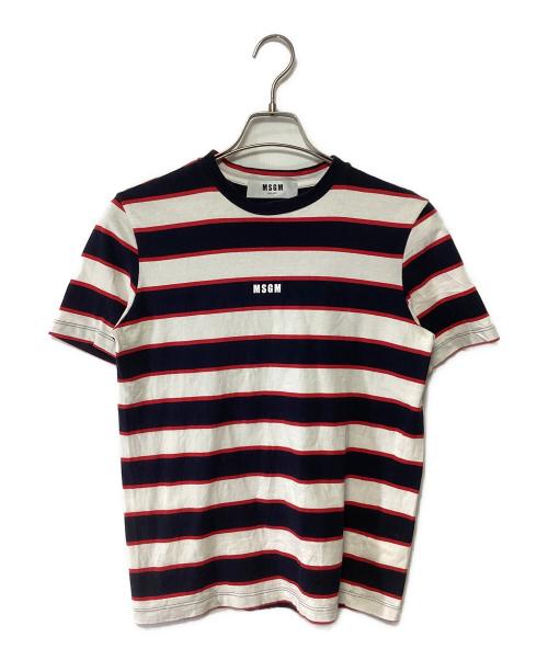 MSGM（エムエスジーエム）MSGM (エムエスジーエム) 半袖Tシャツ レッド×ネイビー サイズ:Sの古着・服飾アイテム