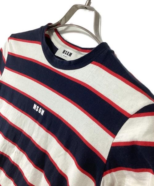 MSGM（エムエスジーエム）MSGM (エムエスジーエム) 半袖Tシャツ レッド×ネイビー サイズ:Sの古着・服飾アイテム