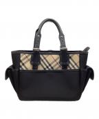 BURBERRYバーバリー）の古着「ハンドバッグ」｜ブラック×ベージュ
