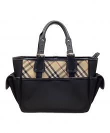 BURBERRY（バーバリー）の古着「ハンドバッグ」｜ブラック×ベージュ