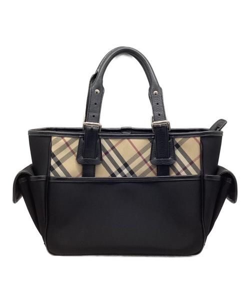 BURBERRY（バーバリー）BURBERRY (バーバリー) ハンドバッグ ブラック×ベージュの古着・服飾アイテム