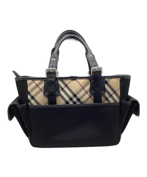 BURBERRY（バーバリー）BURBERRY (バーバリー) ハンドバッグ ブラック×ベージュの古着・服飾アイテム