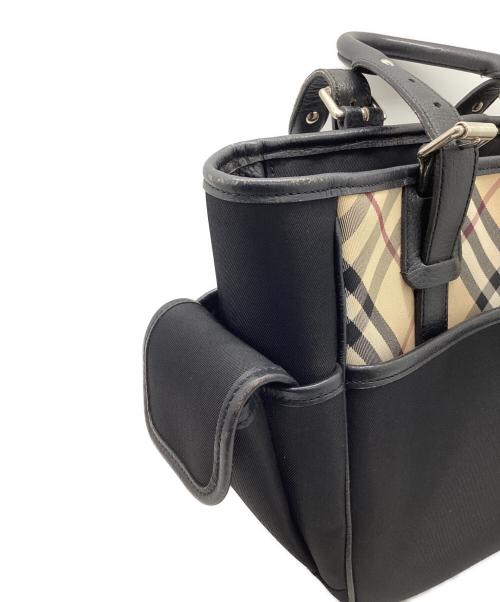 BURBERRY（バーバリー）BURBERRY (バーバリー) ハンドバッグ ブラック×ベージュの古着・服飾アイテム
