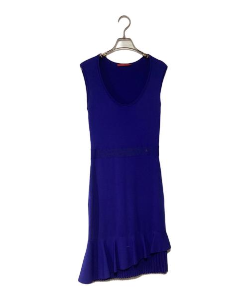 CAROLINA HERRERA（カロライナヘレラ）CAROLINA HERRERA (カロライナヘレラ) ニットワンピース ブルー サイズ:Sの古着・服飾アイテム